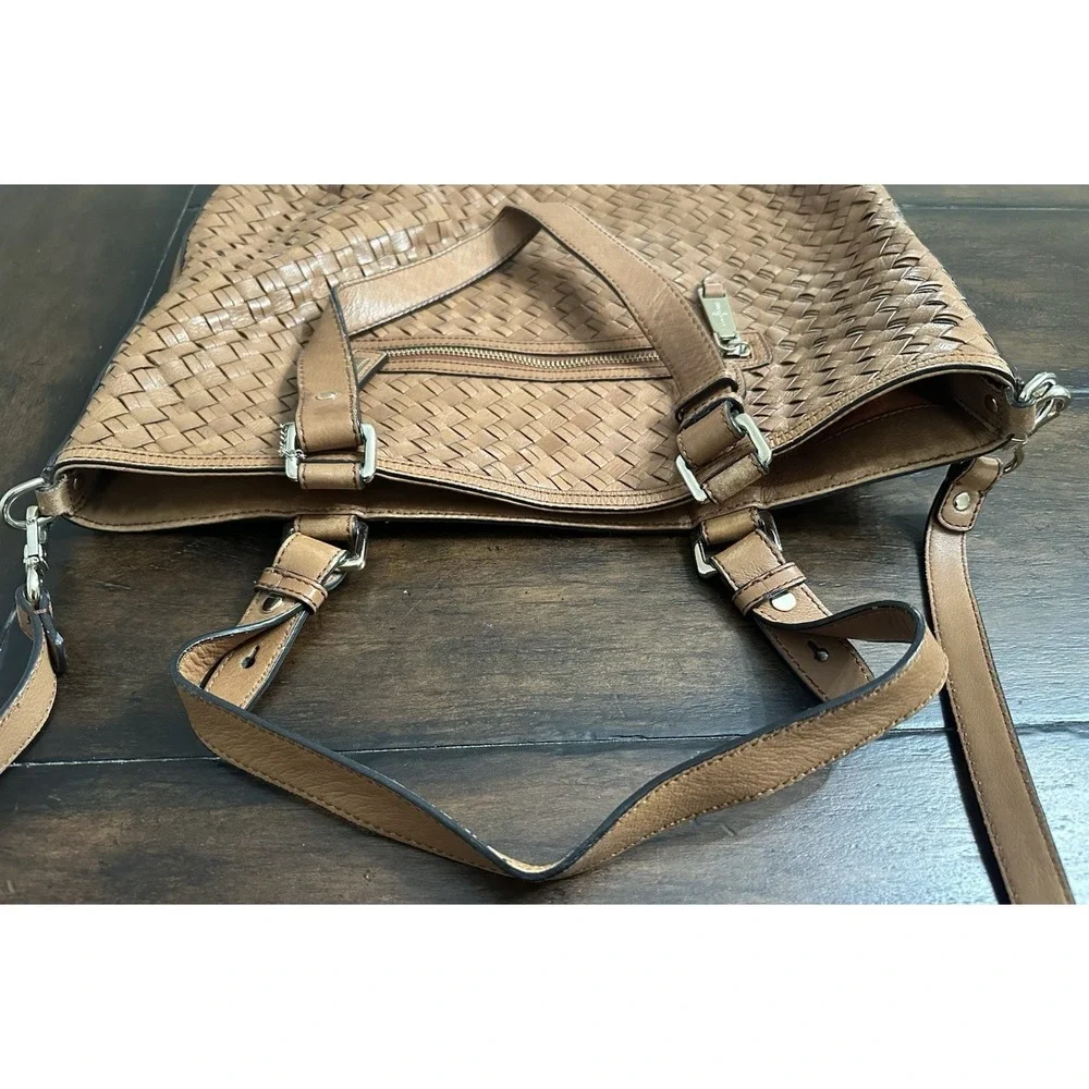 Cole Haan Brown Woven Leather Lined Shoulder Tote‎ Boho